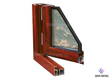 Wooden Grain Aluminium Window Frame Profiles / Aluminium Casement Window Frame