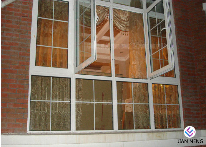 Kedap Suara Putih Tetap Aluminium Sash Windows, Jendela Aluminium Ganda Mengkilap Dengan Kaca Tempered Tunggal
