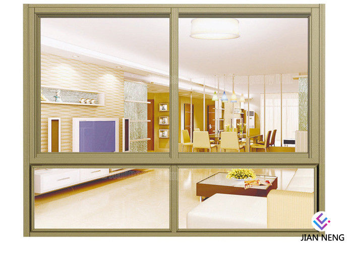 Kedap Suara Putih Tetap Aluminium Sash Windows, Jendela Aluminium Ganda Mengkilap Dengan Kaca Tempered Tunggal