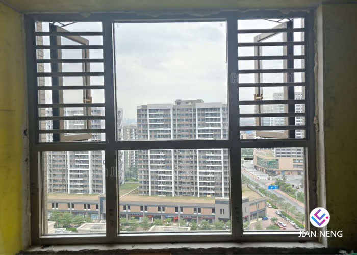 Stabil Casement Aluminium Kaca Windows Dengan Aluminium Burglar Mesh, Grid Net Untuk Opsi
